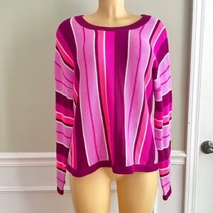Lilly Pulitzer Sweater XL Pink Striped Long Sleeve Pullover Top Nautica Resort